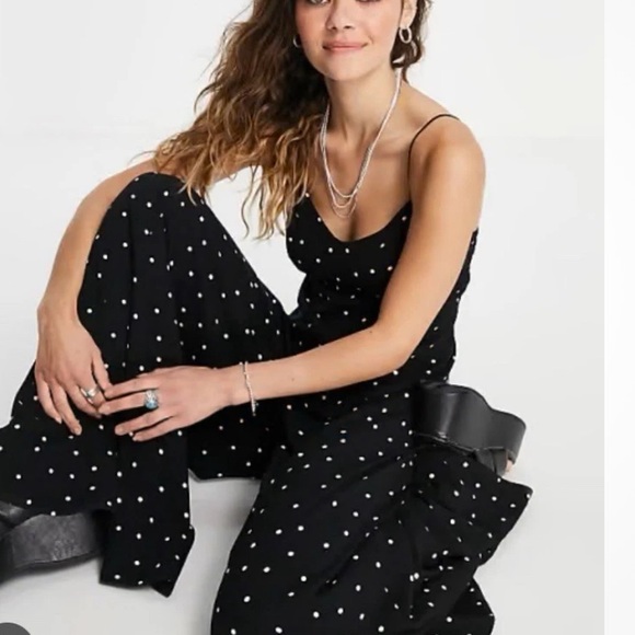 Free People Dresses & Skirts - Free People  Polka Dot Wide Leg Jumpsuit Sz L